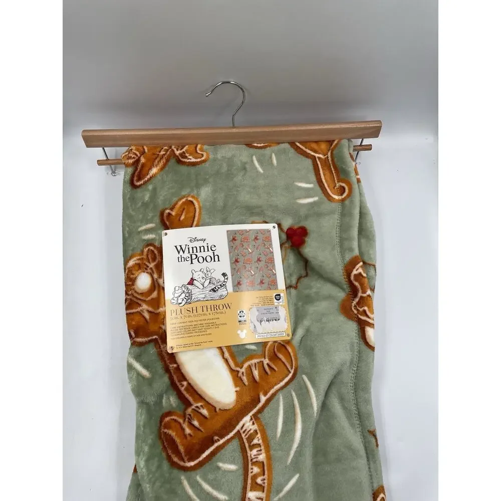 Winnie The Pooh Sugar Cookie Gingerbread Christmas Throw Plush Blanket 50x70 NWT